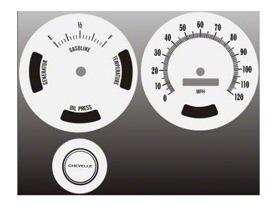 Chevrolet Chevelle White Face Gauge Overlay, 1969