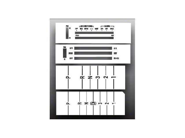 Chevrolet El Camino White Face Heater Control Overlay HVAC, 1970-1972 (Round Gauges)