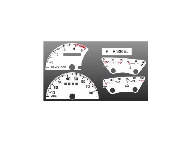 Chevrolet Truck White Face Gauges Instrument Cluster Overlay,1992..1994