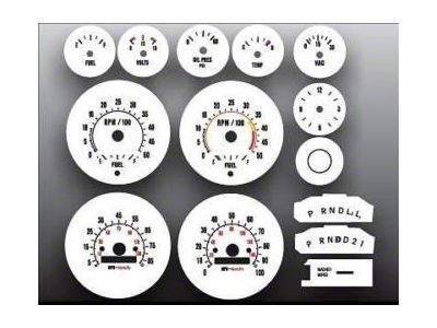 Chevrolet Truck,White Face Gauges Gauge Overlay,Tach With Fuel,1973..1979