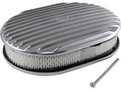 Chevy Air Cleaner, Oval Full Finned Polished Aluminum, 12