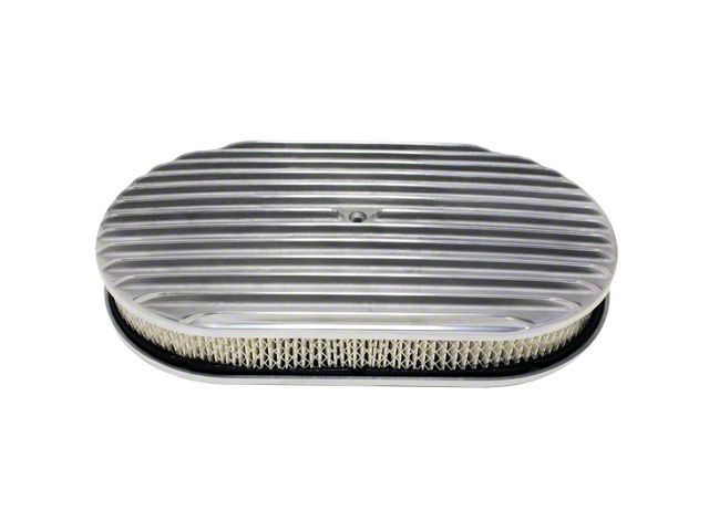 Chevy Air Cleaner, Oval Full Finned Polished Aluminum, 15