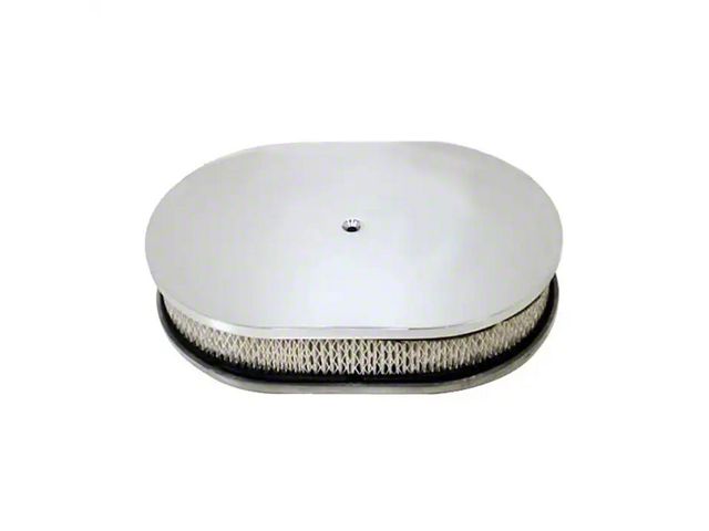 Chevy Air Cleaner, Oval Smooth Chrome Aluminum, 12