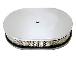 Air Cleaner, Oval Smooth Chrome Aluminum, 12 (55-57 Chevy Bel Air; 55-57 Chevy 150; 55-57 Chevy 210; 55-57 Chevy Nomad)