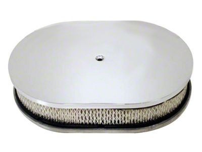 Chevy Air Cleaner, Oval Smooth Chrome Aluminum, 12