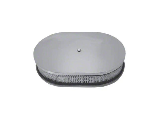 Chevy Air Cleaner, Oval Smooth Polished Aluminum, 12