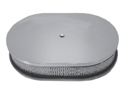 Chevy Air Cleaner, Oval Smooth Polished Aluminum, 12