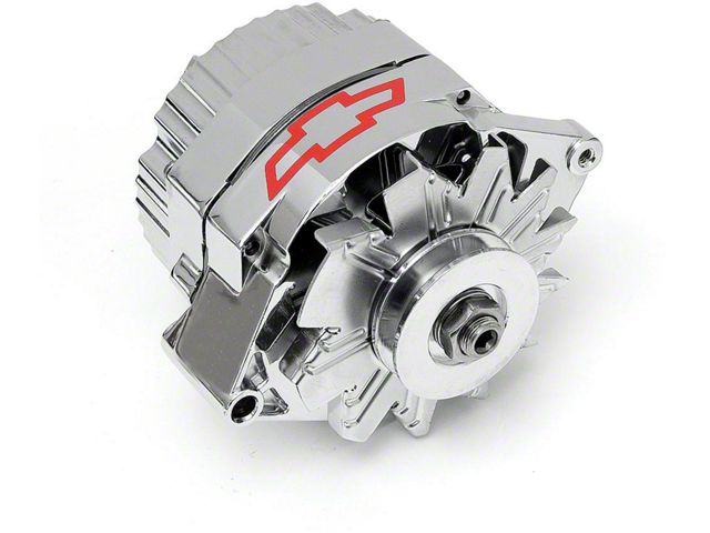 Chevy Alternator, Chrome, With Bowtie Logo, 60 Amp, 3-Wire, 1955-1957