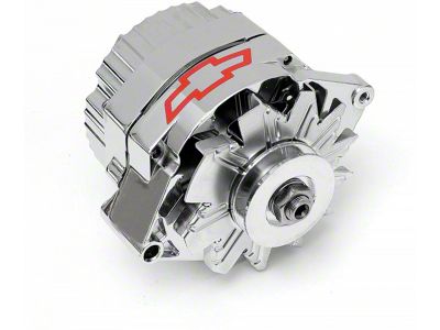 Chevy Alternator, Chrome, With Bowtie Logo, 60 Amp, 3-Wire, 1955-1957