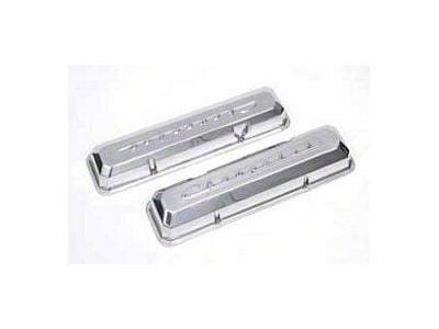 Chevy Aluminum Valve Covers, Polished, With Chevrolet Script, Small Block, 1955-1957