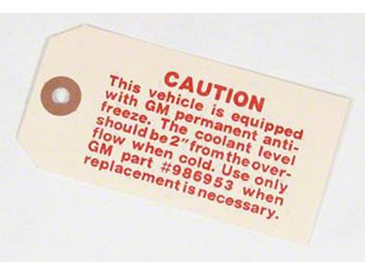 Chevy Anti-Freeze Tag, 1953-1954