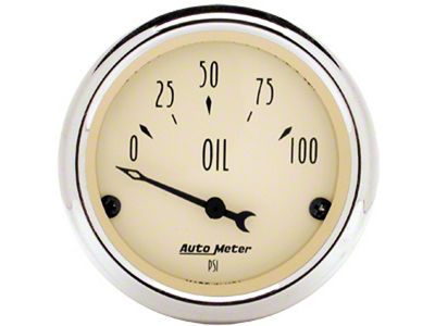 Auto Meter Antique Beige Series 2-1/16-Inch Oil Pressure Gauge; 0-100 PSI