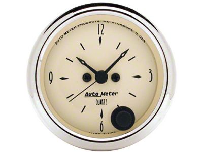 Auto Meter Antique Beige Series 2-1/16-Inch 12-Hour Clock