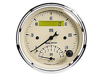 Auto Meter Antique Beige Series 3-3/8-Inch Tachometer/Speedometer Combo; 8K RPM / 120 MPH
