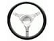 Chevy Banjo Steering Wheel With Horn Button - Black Leather, Flaming River, 1949-1954