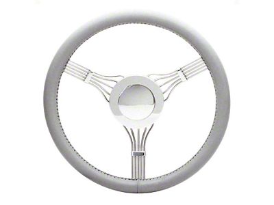 Chevy Banjo Steering Wheel With Horn Button - Light Grey, Flaming River 1949-1954