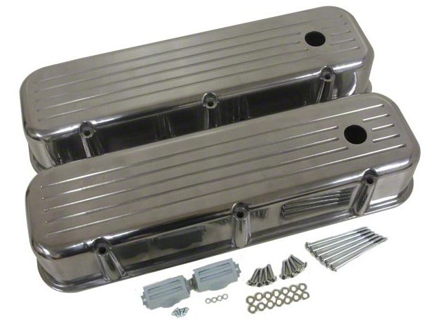 Chevy Big Block Valve Covers, Ball Milled Polished Aluminum, 1965-1995