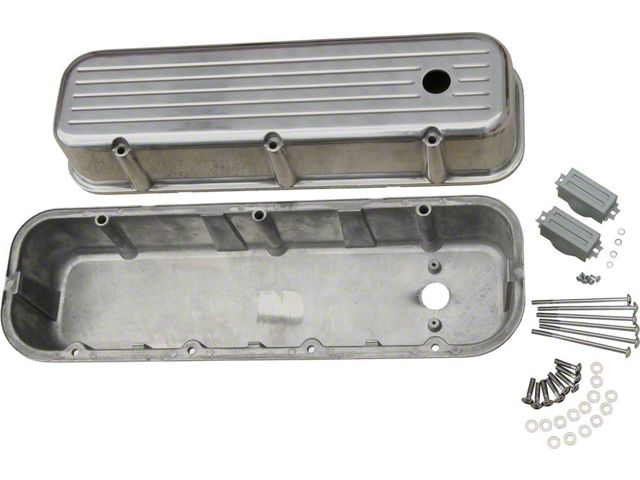 Chevy Big Block Valve Covers, Ball Milled Polished Aluminum, 1965-1995