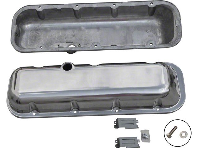 Chevy Big Block Valve Covers, OE Style Polished Aluminum, 1965-1995