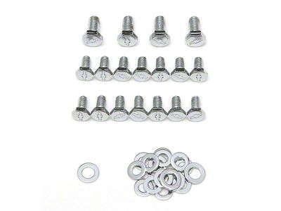 Chevy Bowtie Oil Pan Bolt Set, Small Block, Chrome, 1955-1957