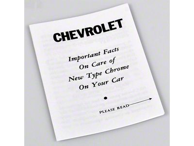 Chevy Chrome Care Instruction Folder, 1953-1954