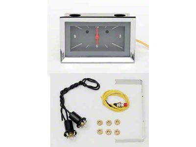 Chevy Classic Instruments Clock, Gray, With Orange Needles,1957