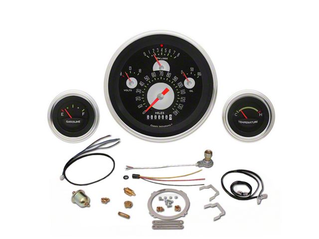 Chevy Classic Instruments Update Gauge Kit, With Black Faces & Orange Needles, 1957