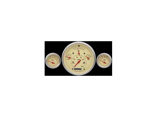 Chevy Classic Instruments Update Gauge Kit, With Tan Faces & Brown Numbers, Orange Original Type Needles, 1957