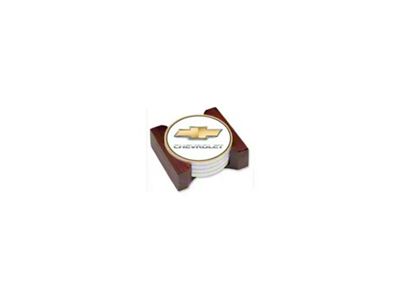 Chevy Coaster Set, With Bow Tie Logo & Chevrolet Name