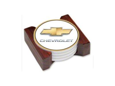 Chevy Coaster Set, With Bow Tie Logo & Chevrolet Name