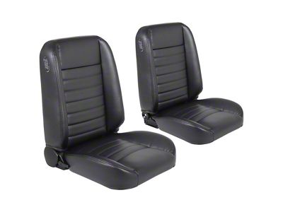 Cruiser Collection Classic Bucket Seats with Seat Mounting Brackets; Black Madrid Vinyl with Black Stitching (59-60 Impala 2-Door Hardtop)