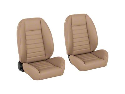 Cruiser Collection Low Back Bucket Seats with Seat Mounting Brackets; Baja Tan Salerno Vinyl with Tan Stitching (59-60 Impala 2-Door Hardtop)