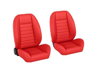 Cruiser Collection Low Back Bucket Seats with Seat Mounting Brackets; Red Glossy Vinyl with Red Stitching (59-60 Impala 2-Door Hardtop)