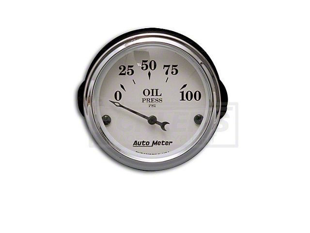 Chevy Custom Oil Pressure Gauge, White Face, With Black Vintage Needle, AutoMeter, 1955-1957