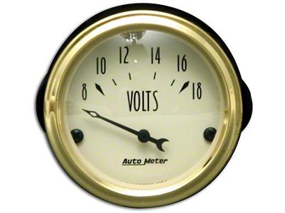 Chevy Custom Voltmeter, Beige Face, With Black Needle, AutoMeter, 1955-1957