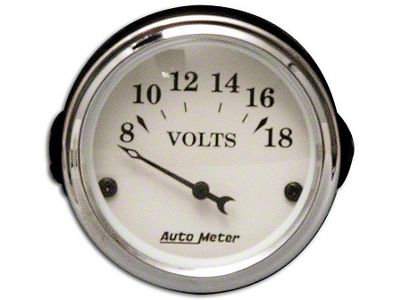 Chevy Custom Voltmeter, White Face, With Black Vintage Needle, AutoMeter, 1955-1957