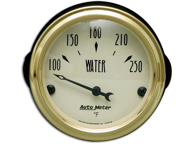 Chevy Custom Water Temperature Gauge, Beige Face, With Black Needle, AutoMeter, 1955-1957