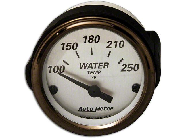 Chevy Custom Water Temperature Gauge, Brushed Aluminum Face, With Black Needle, AutoMeter, 1955-1957