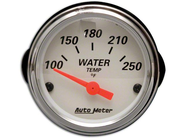 Chevy Custom Water Temperature Gauge, White Face, With Black Numbers & Orange Needle, AutoMeter, 1955-1957