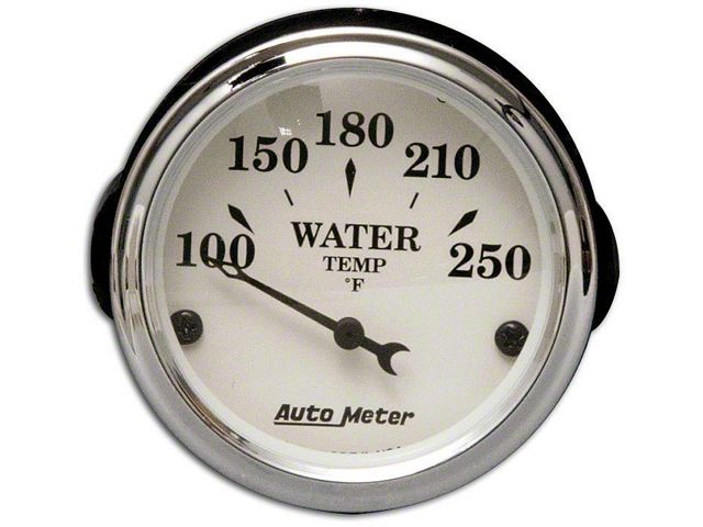 Chevy Custom Water Temperature Gauge, White Face, With Black Vintage Needle, AutoMeter, 1955-1957