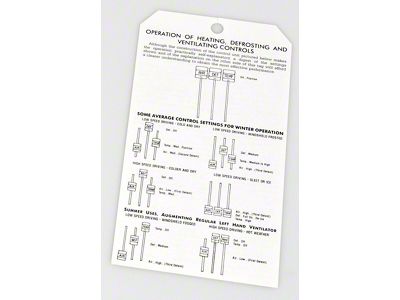 Chevy Deluxe Heater Instruction Tag, 1953-1954