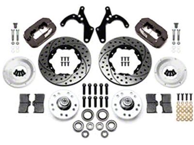 Chevy Disc Brake Kit, With Drilled And Slotted Rotors, Front, 11, At The Wheel, Wilwood, 1955-1957