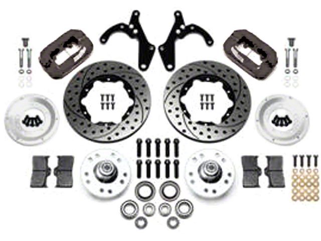 Chevy Disc Brake Kit, With Drilled And Slotted Rotors, Front, 11, At The Wheel, Wilwood, 1955-1957