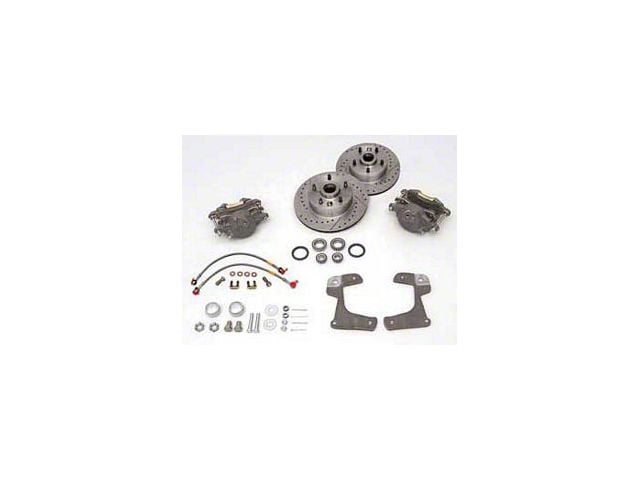 Chevy Disc Brake Kit, Front, At Spindle, With Drilled & Sweep Slotted Rotors, 1955-1957