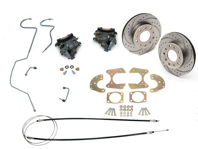Chevy Disc Brake Kit, Rear, For 9 Ford Rear End, With Drilled & Sweep Slotted Rotors, 1955-1957