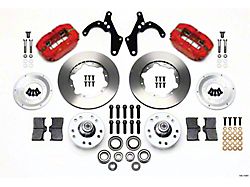Chevy Disc Brake Kit, With Red Powder Coated Calipers, Front, 11, At The Wheel, Wilwood, 1955-1957