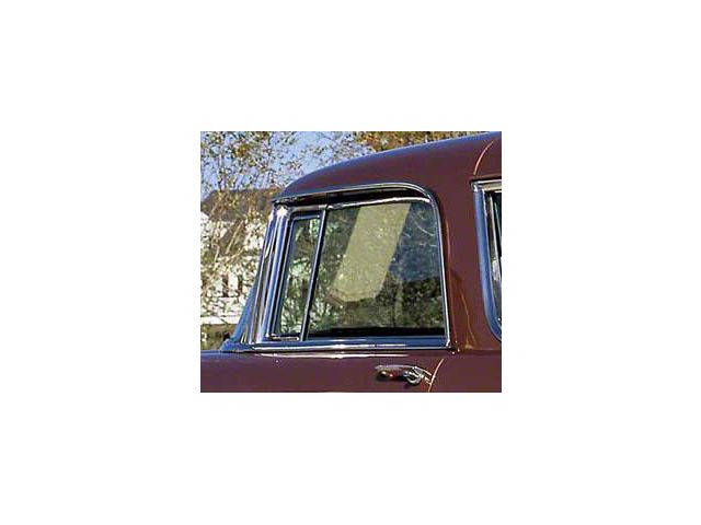 Chevy Door Glass, Installed In Frame, Smoke Tinted, Nomad, Left, 1955-1957