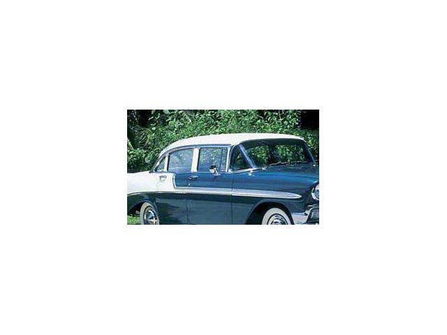 Chevy Door Glass, Installed In Lower Channel, Tinted, 4-Door Sedan & Wagon, Right, Front, 1955-1957