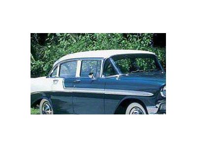 Chevy Door Glass, Installed In Lower Channel, Tinted, 4-Door Sedan & Wagon, Right, Front, 1955-1957