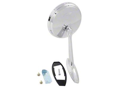 Door Mirror with Bowtie Logo; Chrome; Driver Side (65-66 Biscayne, Caprice, Impala)